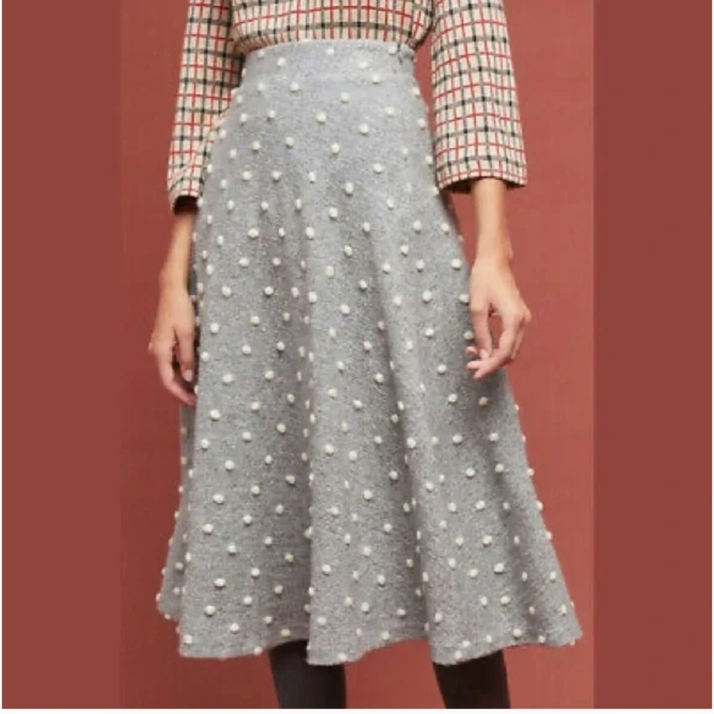 NWT Maeve Anthropologie Midi Skirt with Pom Poms
